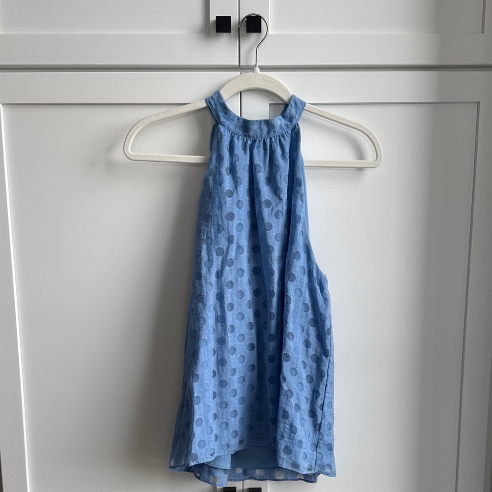 Waverly Grey Anthropologie Blue Polka Dot Halter Top
